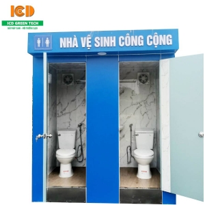 Nhà vệ sinh công cộng di động 2 buồng không bồn chứa WC2-ICD-02